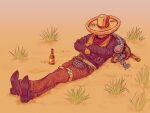 2026 ambiguous_gender avasophiahiss beverage_bottle boots bottle brown_body brown_fur chaps clothed clothing container cowboy_boots crossed_arms crossed_legs cyberdog_(fallout) cybernetic_limb cybernetics desert duo fallout feral footwear fur ghoul_(fallout) grass gun_belt hat hat_feather headgear headwear hi_res humanoid jacket loose_feather lying_on_another machine male male_(lore) microsoft outside plant raul_tejada rex_(fallout) shoes sleeping soda_bottle sombrero sunset_sarsaparilla topwear wearing_hat