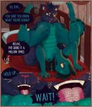 anthro bea_santello crocodile crocodilian cunnilingus dialogue domestic_cat duo felid feline felis female female/female hi_res mae_borowski mammal night_in_the_woods oral reptile scalie sex sorrowcream speech_bubble text vaginal