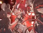  animal_ears backup_dancer_(hakos_baelz) black_streaks blindfold_mask chibi dice fishnets hakos_baelz hakos_baelz_(6th_costume) highres hololive hololive_english kukie-nyan mask mouse_ears mouse_girl mouse_tail multicolored_hair red_hair sharp_teeth smile snake_eyes_(hakos_baelz) streaked_hair tail teeth virtual_youtuber white_hair white_streaks 