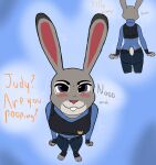 abdl anthro clothing disney fart feces female hi_res judy_hopps lagomorph leporid mammal nick_wilde rabbit soiling solo zootopia