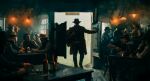  6+boys absurdres alcohol bar_(place) beard beer card cigarette commentary_request cowboy_western drunk facial_hair hat highres lamp multiple_boys no_lineart open_door original poker scenery smoke xiaoba(nhnw7748) 
