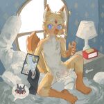 2025 4_toes 5_fingers alarm_clock anthro arm_tuft balls bed blue_eyes blush blush_lines bodily_fluids body_blush body_pillow chest_tuft claws clock cum cum_on_hand cum_on_penis cum_string deathwish_(deathwish4k) diamond_(marking) dipstick_ears dipstick_tail disembodied_hand drawer duo ear_markings electronics emanata erection eyebrows facial_markings facial_tuft feet felid feline finger_claws fingers fluffy fluffy_tail foreskin fur furniture genital_fluids genitals gloves_(marking) grey_body grey_fur head_markings hi_res humanoid_genitalia humanoid_penis inner_ear_fluff kemono lagomorph lamp leg_markings leporid male mammal markings multicolored_ears navel open_mouth orange_body orange_fur orange_markings penis penis_blush phone pillow rabbit recording red_eyes red_markings regcron shoulder_tuft sitting socks_(marking) speech_bubble tail tail_markings toe_claws toes tuft white_balls white_body white_eyebrows white_fur white_inner_ear white_inner_ear_fluff white_penis window yellow_body yellow_fur