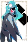  1girl absurdres adapted_costume alternate_color alternate_hair_length alternate_hairstyle bare_shoulders black_dress black_gloves blue_hair border bright_pupils closed_mouth colored_skin commentary_request cosplay cynthia_(pokemon) cynthia_(pokemon)_(cosplay) dress elbow_gloves flat_chest full_body fur-trimmed_gloves fur_trim gardevoir gloves hair_ornament hair_over_one_eye hand_up happy highres iteza_flower. leaning_forward long_dress long_hair looking_at_viewer mega_gardevoir mega_pokemon one_eye_covered ornate_border outside_border partial_commentary pokemon pokemon_dppt red_eyes shiny_pokemon sidelocks smile solo standing strapless strapless_dress very_long_hair white_background white_pupils white_skin 