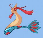 2023 absurd_res ambiguous_feral ambiguous_gender antennae_(anatomy) blue_background blue_body blue_fin blue_scales blue_tail_fin colored eyelashes feral fin full-length_portrait generation_3_pokemon hair hi_res milotic momensarada multicolored_tail nintendo pokemon pokemon_(species) portrait red_antennae red_body red_hair red_scales red_sclera red_tail_fin scales serpentine simple_background solo tail tail_fin tan_body