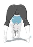  1girl ass automatic_giraffe barefoot black_hair breasts capri_pants colored_skin long_hair looking_at_viewer pants ponytail red_eyes smile solo spandex super_smash_bros. tank_top white_skin wii_fit wii_fit_trainer wii_fit_trainer_(female) 