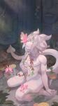 absurd_res anthro arthropod bovid butterfly caprine cracks dreddy_(dreddyhypno) femboy fungus genitals goat hi_res hooves horn imp insect lepidopteran male mammal moss multi_horn mushroom nipples plant rock sculpture sheepuppy solo spade_tail statue tail temple