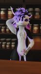 3d_(artwork) 4_ears absurd_res ambiguous_gender anthro avali black_body black_feathers black_fur bodily_fluids claws detailed_background digital_media_(artwork) feathers feet fingers fur furniture genital_fluids genitals grey_claws hair hi_res kita'vali leaking_precum looking_at_viewer male markings multi_ear nude pattern_background penis precum purple_eyes purple_markings simple_background solo standing staticalowo table tail tapering_penis toes white_body white_feathers white_fur