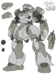  absurdres cable color_variation colored_lineart commentary_request gun gundam gundam_0080 highres hizumi_ms kampfer_(mobile_suit) kunai machine_gun mecha mecha_focus mobile_suit no_humans one-eyed original red_eyes redesign robot science_fiction thrusters weapon white_background zeon 