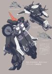 absurdres advance_of_zeta alternate_form barzam canards character_name colored_lineart commentary_request comparison core_fighter gatling_gun grey_background gundam highres hizumi_ms jet_core_booster_ii mecha mecha_focus mixed-language_text mobile_suit no_humans radome robot science_fiction stats titans_(gundam) transformation 