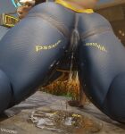 blender_(artwork) blender_cycles_(artwork) bodily_fluids bodysuit camel_toe clothing creek deathclaw deathclaw_humanoid digital_media_(artwork) fallout female genital_fluids hi_res koofey latex latex_clothing latex_skinsuit microsoft omorashi peeing puddle release relieved scalie skinsuit suit text tight_clothing urine watermark watersports wet wet_clothing wetting