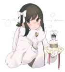  1boy 1girl absurdres admiral_(kancolle) black_hair blush checkerboard_cookie closed_mouth commentary_request cookie dated eating food fringe_trim fubuki_(kancolle) gloves green_eyes hat highres holding holding_food jacket kantai_collection long_sleeves ma_rukan military military_uniform naval_uniform peaked_cap ponytail scarf short_hair short_ponytail signature simple_background white_background white_day white_gloves white_hat white_jacket white_scarf 