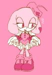 2013 alternative_fashion anthro beret biped blush blush_lines bow_ribbon canid canine canis clothed clothing digital_drawing_(artwork) digital_media_(artwork) domestic_dog dress fake_wings fan_character female floppy_ears footwear frilly frilly_clothing frilly_dress front_view full-length_portrait gloves half-closed_eyes handwear hat headgear headwear heart_clothing heart_symbol j-fashion lolita_(fashion) looking_away lop_ears mammal monochrome narrowed_eyes pink_background pink_body pink_eyes pink_theme pokunchan portrait sega shoes shy simple_background solo sonic_the_hedgehog_(series) standing sweet_lolita