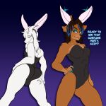 1:1 alkalinearts anthro asriel_dreemurr boss_monster_(undertale) bunny_costume clothed clothing costume deer deltarune dess_holiday digital_media_(artwork) duo female fur hi_res male male/female mammal monster smile undertale undertale_(series)