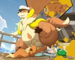 aquatic atlas_(floatzel) balls basculin big_balls big_butt boat bodily_fluids buizel butt clothing duo facesitting fart fart_fetish farting_on_face father_(lore) father_and_child_(lore) father_and_son_(lore) feral fish floatzel generation_1_pokemon generation_2_pokemon generation_4_pokemon generation_5_pokemon generation_7_pokemon genitals goldeen hat headgear headwear hi_res incest_(lore) male male/male musk nintendo overweight parent_(lore) parent_and_child_(lore) parent_and_son_(lore) pawpads paws peaked_cap pokemon pokemon_(species) raised_arm remoraid rikuaoshi sea sitting sitting_on_another size_difference smelly smile smirk soggy_(soggybuizel) son_(lore) stunfisk sweat vehicle water watercraft weight_difference wishiwashi