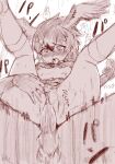  1boy 1girl blush cellien_(kemono_friends) commentary_request drooling golden_eagle_(kemono_friends) hetero highres kemono_friends long_sleeves masuyama_ryou monochrome motion_lines nipples penis protected_link pussy ripping saliva saliva_trail sex sketch tearing_up tongue tongue_out torn_clothes uncensored 
