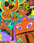  absurdres alternate_form amashima41 blue_eyes closed_mouth electric_fan electricity floating graffiti green_eyes grin highres lawnmower no_humans orange_eyes oven pokemon pokemon_(creature) pokemon_focus purple_eyes red_eyes refrigerator rotom rotom_(fan) rotom_(frost) rotom_(heat) rotom_(mow) rotom_(normal) rotom_(wash) smile teeth washing_machine 