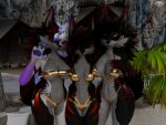 3d_(artwork) 4:3 4k absurd_res anthro areola areola_slip big_areola big_breasts bikini black_areola black_body black_fur blender_(artwork) body_chains breasts butt canid canid_demon canine claws clothed clothing colored_nails cousins_(lore) daughter_(lore) demon detailed_background digital_media_(artwork) duo ear_piercing eyebrow_piercing eyelashes eyeliner eyeshadow facial_piercing female food freckled_arms freckled_breasts freckled_butt freckled_chest freckled_face freckled_legs freckled_shoulders freckled_thighs freckles fur golden_week group hand_on_hip heart_(marking) hellhound heterochromia hi_res highlights_(coloring) hound_helldan hybrid jennifer_(hound_helldan) jessika_(hound_helldan) jewelry looking_at_viewer makeup mammal markings medium_breasts mother_(lore) mother_and_child_(lore) mother_and_daughter_(lore) mythological_canine mythological_creature mythology nails narrowed_eyes natural_breasts niece_(lore) nipples nose_piercing nose_ring novabeast parent_(lore) parent_and_child_(lore) parent_and_daughter_(lore) paw_(marking) piercing purple_claws purple_eyeliner purple_eyes purple_eyeshadow purple_highlights purple_makeup purple_markings red_body red_claws red_eyeliner red_eyes red_fur red_highlights red_nails ring_piercing sibling_(lore) smile smug stella_(hound_helldan) swimwear tail trio two-piece_swimsuit watermark white_areola white_body white_fur white_nipples widescreen