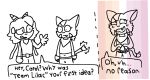  anthro blush carol_tea cat_tail clothing comic cooploop dialogue domestic_cat dragon duo embarrassed felid feline felis female fingerless_gloves flustered freedom_planet galaxytrail gloves hair handwear hi_res horn humor implied_lesbian lesbian_pride_colors lgbt_pride mammal mythological_creature mythological_scalie mythology pride_colors sash_lilac scalie scarf shirt simple_background sketch tail tank_top text topwear white_background 