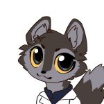1:1 2026 :3 aaronthekirin amber_sclera animated anthro big_ears big_eyes big_head big_tail biped black_body black_eyebrows black_eyes black_fur black_nose black_tail blue_clothing blue_shirt blue_topwear bouncing button_(fastener) canid canine canis cheek_tuft chibi clothing coat digital_drawing_(artwork) digital_media_(artwork) dipstick_tail doctor ear_twitch eyebrows eyelashes facial_tuft fluffy fluffy_tail fur grey_body grey_fur grey_tail_tip head_tuft high_framerate hybrid inner_ear_fluff janusz kemono lab_coat looking_at_viewer loop male mammal markings shirt simple_background snout solo standing tail tail_markings tail_motion tail_tuft tailwag topwear tuft white_background white_clothing white_lab_coat white_topwear wiggle wolf wolfdog yellow_sclera
