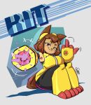 2026 4_fingers anthro arm_cannon big_breasts breasts brown_body brown_hair carlos_jurado_cartoons clothing domestic_cat eyebrows eyelashes eyewear eyewear_on_head felid feline felis female fingers gameoverse gesture glitch_productions goggles goggles_on_head hair hand_gesture hi_res kit_(gameoverse) magenta_eyes mammal middle_finger sitting smile solo weapon_arm whiskers yellow_sclera