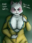 2026 anthro areola artist_name big_breasts blue_eyes breasts dialogue domestic_cat english_text fangs felid feline felis female fur half-closed_eyes hi_res huge_breasts katt_monroe looking_at_viewer mammal mature_anthro mature_female multicolored_body multicolored_fur narrowed_eyes nintendo open_mouth oystercatcher7 pink_body pink_fur pink_nose signature solo star_fox star_fox_(2026) teeth text two_tone_body two_tone_fur unzipping_bodysuit white_body white_fur zipper