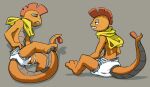 2012 anthro clean_diaper clothed clothing crackajackin diaper digital_media_(artwork) generation_5_pokemon multiple_images nintendo pokemon pokemon_(species) scalie scrafty simple_background solo wearing_diaper