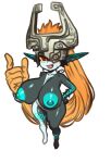 2026 absurd_res areola big_breasts black_body black_skin blue_areola blue_markings blue_nipples blush blush_stickers bodily_fluids breasts clothing female glistening glistening_breasts glistening_thighs hair hair_manipulation hat headgear headwear hi_res huge_breasts humanoid_pointy_ears imp_humanoid long_hair markings midna nintendo nipples open_mouth orange_hair pointy_ears puffy_areola raebo red_eyes sharp_fangs simple_background solo sweat sweaty_face the_legend_of_zelda twilight_princess white_background white_face yellow_sclera