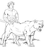 4_legs 5_fingers absurd_res bestiality felid female female_feral feral fingers furronika hi_res human human_on_feral humanoid interspecies lion looking_pleasured male male/female male_human mammal nipples open_mouth pantherine penetration tail vaginal vaginal_penetration