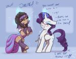 brown_body clothed clothed_feral clothing cutie_mark dialogue dress duo earth_pony english_text equid equine eyebrows eyes_closed eyeshadow eyewear fan_character female feral friendship_is_magic glasses hair hasbro hi_res hooves horn horse long_hair magic makeup mammal my_little_pony mythological_creature mythological_equine mythology pony purple_hair purple_tail quadruped rarity_(mlp) t72b tail talking_feral tape_measure teeth text unicorn white_body