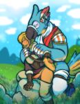 anal anal_penetration anthro anthro_penetrating anthro_penetrating_humanoid avian balls blonde_hair blue_body blue_feathers boots bottomwear bottomwear_down breath_of_the_wild cheek_tuft clothed clothing darkchibishadow erection facial_tuft feathered_wings feathers fingerless_gloves footwear genitals gloves hair half-closed_eyes handwear humanoid humanoid_genitalia humanoid_on_anthro humanoid_penetrated humanoid_penis humanoid_pointy_ears hylian kass_(tloz) link looking_pleasured male male/male male_penetrated male_penetrating male_penetrating_male narrowed_eyes nintendo open_mouth open_smile outdoor_nudity outside_sex pants pants_down partially_clothed penetration penile penile_penetration penis penis_in_ass pointy_ears rito scarf sex shirt shoes smile the_legend_of_zelda topwear tuft tunic winged_arms wings yellow_body yellow_feathers