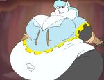 2024 anthro belly big_belly big_breasts blue_hair bottomwear breasts clothing digital_media_(artwork) equid equine female fur gloves hair handwear hi_res horse huge_belly huge_breasts huge_thighs hyper hyper_belly hyper_pregnancy mammal navel open_mouth outie_navel pants pregnant pregnant_anthro pregnant_female princess_aura_(virus-20) red_eyes shirt solo thick_thighs topwear tunic virus-20 white_body white_fur