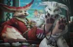 3d_(artwork) absurd_res anthro balls beverage big_ears blizzard_entertainment blue_eyes bodily_fluids bull_ring canid canine canned_drink chastity_cage chastity_cage_only chastity_device chastity_device_only city city_background claws clothed clothed/nude clothed_anthro clothing collar collar_only crossed_legs degradation digital_media_(artwork) duo ear_piercing ear_ring facial_piercing feet flat_chastity_cage foot_fetish foot_focus foot_in_mouth foot_lick foot_play foot_suck fox fur fur_markings furniture genital_fluids genitals glistening glistening_pawpads hi_res hindpaw humiliation jewelry leaking_penis leaking_precum leash leg_grab licking looking_at_another looking_away male male/male mammal markings necklace nose_piercing nose_ring nude orange_eyes pawpads paws piercing precum quinn_(vulpera) ring ring_piercing sitting soda sofa soles sucking supplepaws tail toe_in_mouth toe_suck toes tongue true_fox vixenpeeks vulpera warcraft warehouse wearing_chastity_cage wearing_chastity_device