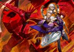  152_in_can 1boy 2girls ancient_greek_clothes ares_(fate) armor bare_shoulders bikini_armor blunt_bangs braid braided_base breasts bun_with_braided_base chiton choker claw_(weapon) commentary_request dress elbow_gloves fate/grand_order fate_(series) fingerless_gloves gloves glowing glowing_eyes goddess_of_war_(fate) greco-roman_clothes hair_bun hair_ribbon highres hippolyta_(fate) horns humanoid_robot joints long_hair looking_at_viewer mecha medium_breasts medium_hair multiple_girls penthesilea_(fate) red_armor red_hair ribbon robot robot_joints short_hair siblings sidelocks single_horn sisters stola underboob weapon white_hair yellow_eyes 