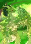 2boys bara biceps chibi closed_eyes commentary dragalia_lost dragon_boy dragon_horns dragon_wings furry furry_male green_scales highres horns looking_at_another matrixdragonn midgardsormr_(dragalia_lost) mini_mids_(dragalia_lost) multiple_boys muscular muscular_male pectorals smile untranslatable_commentary wings 