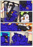 abs anthro aquatic balls belly big_balls big_penis black_body blitzkriegotter bodily_fluids chest_tattoo chest_tuft comic countershading cum duo engis_(trencalos) erection exercise fish genital_fluids genitals glans goo_creature goo_transformation growth gym hair hi_res huge_balls huge_penis looking_pleasured male male/male mammal merging multicolored_hair muscle_growth muscular muscular_arms muscular_legs muscular_male mustelid nipples nude oblivious otter pecs penis puddle shark slime spiral spiral_eyes surprised tail tattoo transformation trencalos tuft weightlifting white_belly workout