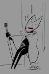 animal_humanoid anthro arachnid arachnid_humanoid arthropod arthropod_humanoid blush bodily_fluids cape clothing crouching feces feces_on_ground feces_pile female hollow_knight_(franchise) hornet_(hollow_knight) humanoid kanaii monochrome pooping pooping_on_floor sketch solo sweat sweatdrop team_cherry
