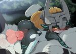  1boy 1girl animal_penis anus ass bestiality black_skin blush colored_sclera colored_skin dagasi dog_penis hetero highres knotted_penis midna penis pointy_ears pussy red_eyes sex testicles the_legend_of_zelda the_legend_of_zelda:_twilight_princess vaginal wolf yellow_sclera 
