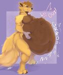 anthro aroused belly_rub big_butt bulge bulge_rubbing butt canid canine canis coyote digestion digestion_noises duo eating forced gesture glistening glistening_body happy hi_res inside inside_stomach kingby male mammal noise_(disambiguation) oral_vore pawpads paws rattiequa rubbing standing suggestive suggestive_gesture tail thick_tail thick_thighs unwilling_prey vore