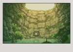  absurdres cave highres hole looking_at_viewer no_humans onamuzi_illust one-eyed plant_roots pokemon pokemon_(creature) pokemon_focus reflection reflective_liquid solo unown unown_o water 