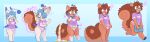 2023 absurd_res anthro book breasts brown_body brown_fur brown_hair clothing digital_media_(artwork) eyewear female final_fantasy ftm_transformation fur gender_transformation genital_growth genitals glasses growth hair hi_res holding_book holding_object interrobang male mammal moogle open_mouth pawberry pawpads penis penis_growth pink_clothing pink_shirt pink_topwear rodent scarf sciurid sequence shirt simple_background smile solo species_transformation square_enix standing surprised topwear transformation tree_squirrel underwear