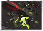  absurdres cannon commentary dog empty_eyes ewokakukaede glowing grey_background hexagon highres mega_pokemon mega_zygarde no_humans open_mouth pokemon pokemon_(creature) pokemon_focus pokemon_legends:_z-a snake untranslatable_commentary white_eyes zygarde zygarde_(10) zygarde_(50) zygarde_(complete) zygarde_cell zygarde_core 