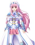  1girl :o armor armored_dress black_background blush boots bracer breastplate breasts clenched_hands dress game_asset greaves hair_between_eyes head_wings knee_pads kumacchi large_breasts large_variant_set long_hair looking_at_viewer non-web_source official_art open_mouth pauldrons pink_eyes pink_hair pink_skirt pleated_skirt prism_saber_est red_eyes ribbon self-datamine shinomiya_rurina shoulder_armor shoulder_pads shugo_seijo_prism_saber simple_background skirt solo standing tachi-e thighhighs tiara v-shaped_eyebrows vambraces variant_set very_long_hair white_thighhighs wings zettai_ryouiki 