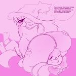 absurd_res anthro barefoot big_breasts big_butt breasts butt dialogue digital_media_(artwork) duo english_text facesitting feet female fingers gecko generation_4_pokemon ghost hair hi_res huge_butt jimmy_basil-lisk kiss_the_carrot lizard male male/female mismagius nintendo nude plantigrade pokemon pokemon_(species) reptile scalie simple_background sitting sitting_on_another sketch smile soles spirit tail text thick_thighs toes valentina_(kiss_the_carrot) wide_hips