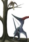  ambiguous_gender beak cautious duo feral hi_res membrane_(anatomy) membranous_wings piksi plant prehistoric_species pteranodon pteranodontid pterosaur red_crest reptile scalie stare teeth tree wezdarchid wings 
