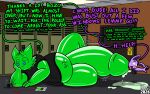 absurd_res anthro badge belly big_belly big_penis blue_eyes bodily_fluids bottomless buckteeth calling_for_help cel_shading cellphone clothed clothing cock_vore cum cum_drip cum_on_ground daletfours dialogue door dragon dripping duo electronics english_text fur genital_fluids genitals glistening glistening_body goo_creature goo_dragon green_body hi_res honeydew_(daletfours) huge_penis hyper hyper_genitalia hyper_penis inside lagomorph leporid locker lying male male/male mammal mostly_nude mythological_creature mythological_scalie mythology navel on_side onomatopoeia open_mouth outie_navel overweight overweight_anthro overweight_male penile penis phone pink_nose purple_body purple_fur rabbit scalie scared security security_badge security_guard shaded shirt size_difference sound_effects teeth text thick_thighs threatening_vore throbbing throbbing_penis tongue topwear vore yelling
