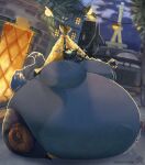 anthro belly belly_inflation big_belly blue_body blue_fur blue_hair blueberry_expansion blueberry_inflation body_inflation bottom_heavy breasts building butt butt_expansion carmelita_fox expansion female fruit_inflation fur hair huge_thighs hyper hyper_pear hyper_thighs inflated_breasts inflation morbidly_obese obese obese_anthro obese_female outside overweight overweight_anthro overweight_female paris sly_cooper_(series) solo sony_corporation sony_interactive_entertainment sucker_punch_productions thick_thighs velvetbambi