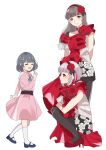  3girls 6th_live_dream_~bloom_garden_party~ :d ^_^ animification black_pantyhose black_shoes black_shorts bob_cut brown_eyes child closed_eyes closed_mouth commentary_request dream_believers dress floral_print floral_print_shorts flower flower_hairband flower_stand_art full_body grey_hair hairband high_heels highres inverted_bob long_hair looking_at_another love_live! love_live!_hasu_no_sora_jogakuin_school_idol_club mary_janes multicolored_hair multiple_girls open_mouth pantyhose pink_dress print_shorts profile real_life red_flower red_hairband red_rose red_shoes red_streaks roku_aya_fuyu rose sasaki_kotoko second-party_source shiawase_no_ribbon shoes short_hair shorts simple_background smile squatting standing streaked_hair virtual_youtuber voice_actor voice_actor_connection white_background yugiri_tsuzuri 