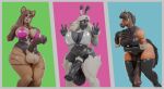 absurd_res accessory animal_genitalia animal_penis anthro balls bell bell_collar big_balls big_breasts big_penis black_clothing black_legwear black_stockings blue_background bodysuit bovid breasts brown_body bunny_costume caprine clothing cock_ring collar costume dark_hair equid equine equine_genitalia equine_penis fake_ears fake_rabbit_ears felid genitals gesture glistening glistening_body glistening_bodysuit glistening_clothing glistening_genitalia glistening_penis glistening_skin glistening_skinsuit green_background green_eyes grey_body group gynomorph hand_gesture hand_on_breast hand_under_breast hi_res intersex jewelry latex latex_clothing latex_legwear latex_stockings legwear light_hair lira_(remix1997) looking_at_viewer mammal marcia_(leodamodeler) multicolored_body nylon orange_body orange_eyes penis penis_accessory penis_jewelry pink_background pink_latex prehistoric_species reinette saber-toothed_tiger sheep simple_background skinsuit sleeves smile stockings tight_clothing tonyturbo trio v_sign white_latex wide_hips