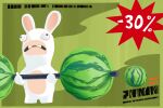 2017 ambiguous_anthro ambiguous_gender anthro barbell blue_eyes buckteeth cel_shading colored derp_eyes digital_drawing_(artwork) digital_media_(artwork) english_description exercise featureless_crotch featureless_legs florence_charpentier food frown fruit fur green_background hi_res holding_barbell holding_object humor lagomorph light lighting lineless long_ears mammal melon mitten_hands multicolored_body no_eyebrows noseless nude_ambiguous nude_anthro number official_art open_frown open_mouth plant poster_template rabbid raving_rabbids rayman_(series) shaded short_legs simple_background solo standing straining tan_body tan_eyelids tan_inner_ear tan_skin teeth two_tone_body ubisoft watermelon weightlifting white_body white_fur wide_eyed workout