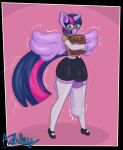 animal_genitalia animal_penis anthro ashley432 balls big_balls big_breasts big_penis biped blush book breasts clothed clothing colored digital_drawing_(artwork) digital_media_(artwork) embarrassed english_text equid equine equine_genitalia equine_penis erection friendship_is_magic fur genitals gynomorph hair hasbro hi_res holding_book holding_object horn horse huge_penis intersex legwear looking_at_viewer mammal multicolored_hair my_little_pony mythological_creature mythological_equine mythology penis pony purple_body purple_fur purple_hair shaded signature simple_background smile solo stockings tail teeth text topwear twilight_sparkle_(mlp) unicorn watermark winged_unicorn wings
